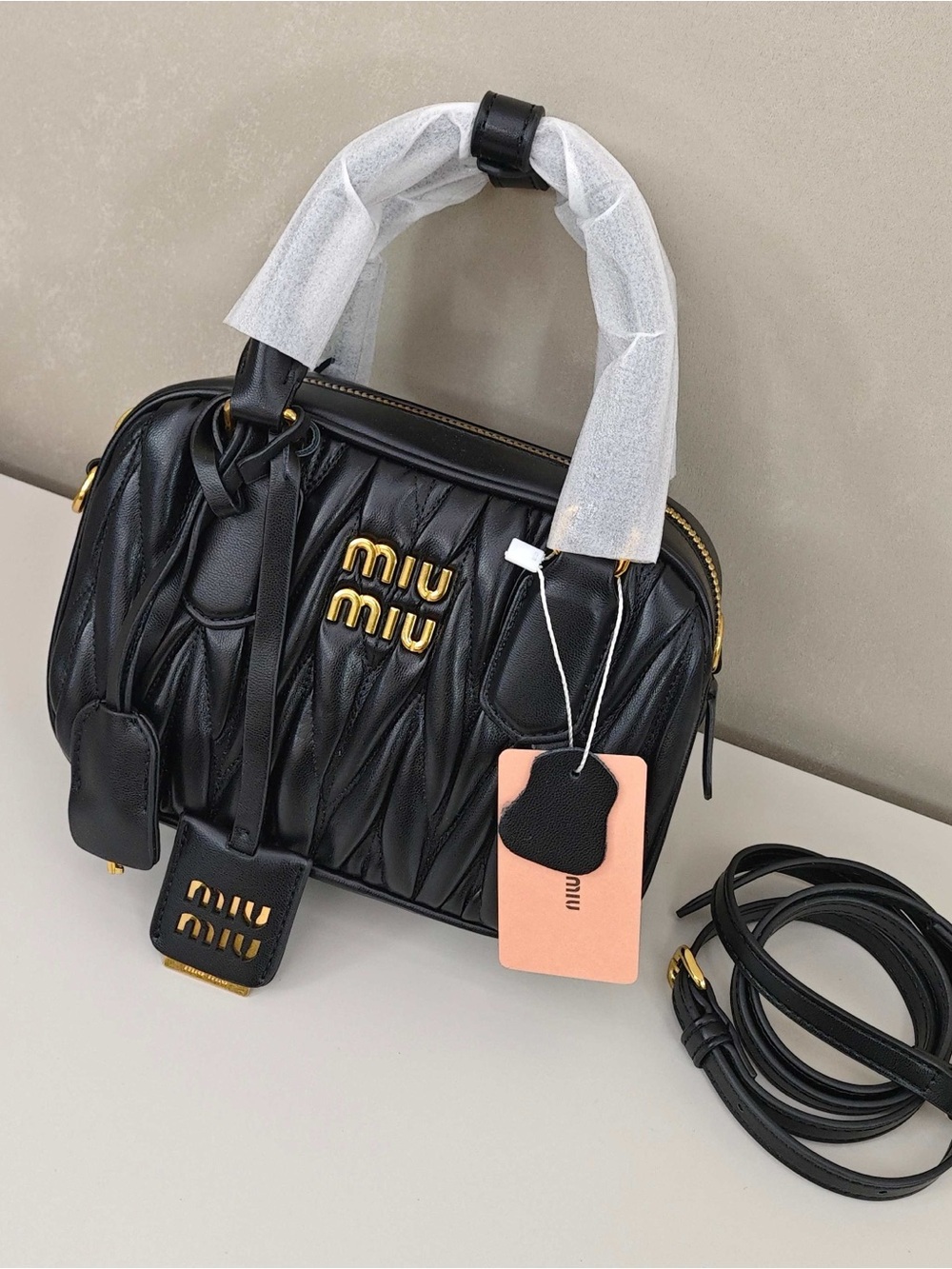 Miu Miu Black Quilted Leather Top-Handle Bag
